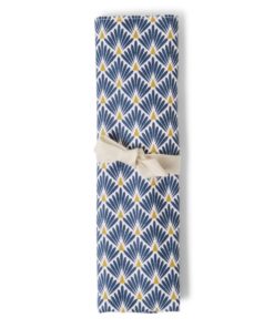 Set couverts en bambou paon bleu et doré